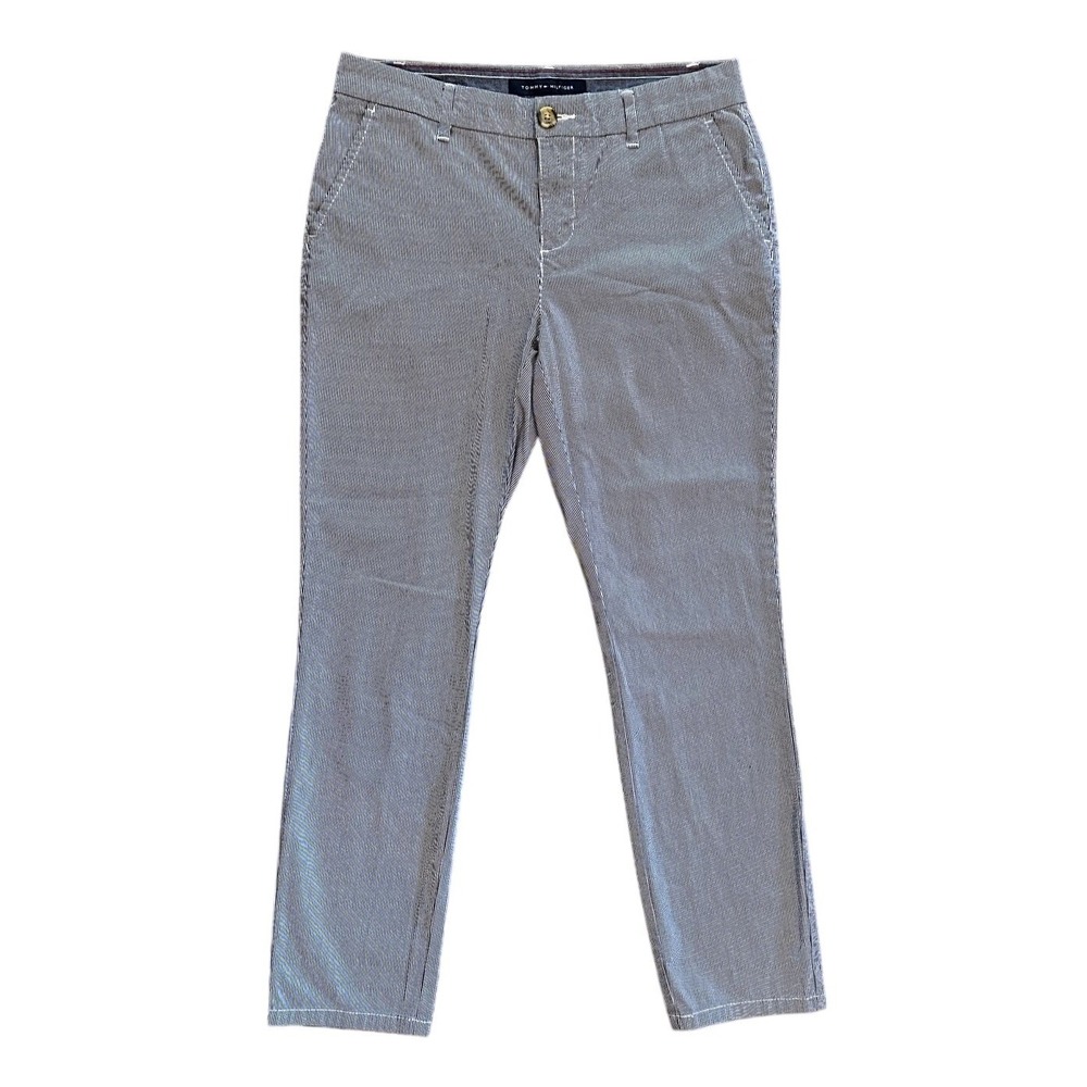 Tommy Hilfiger Navy Blue White Micro Stripe Chino Pants Womens Size 4